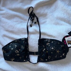 Black & gold starry night bikini top woman’s (L) NWT